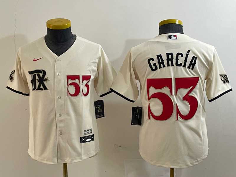 Womens Texas Rangers #53 Adolis Garcia Number Cream 2023 City Connect Cool Base Stitched Jersey